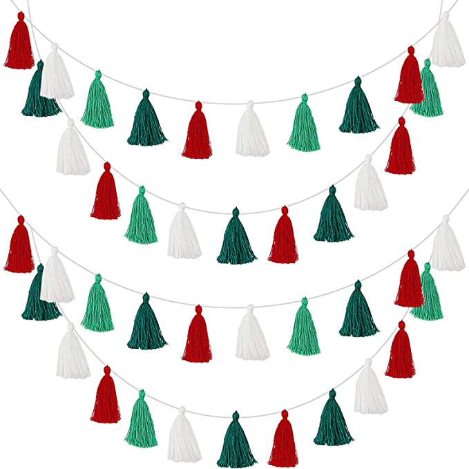 Red, green, and white, tassle garland 