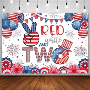 Red White & TWO toddler party birthday banner