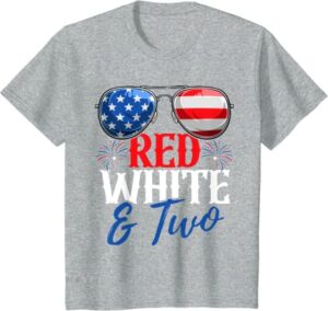 Red White & TWO toddler party birthday t shirt