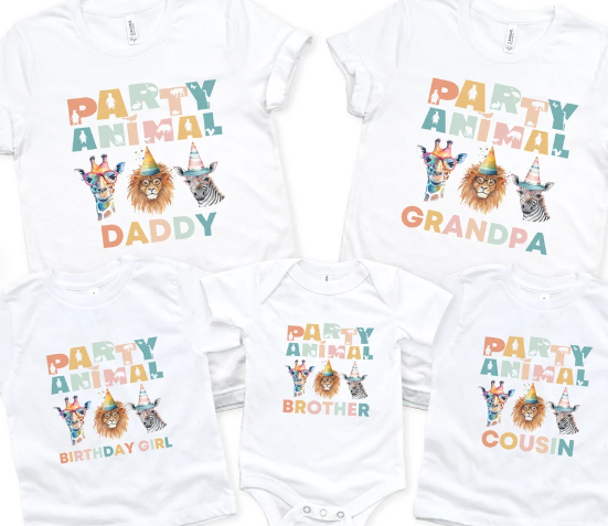 party animal customized family / name t shirts